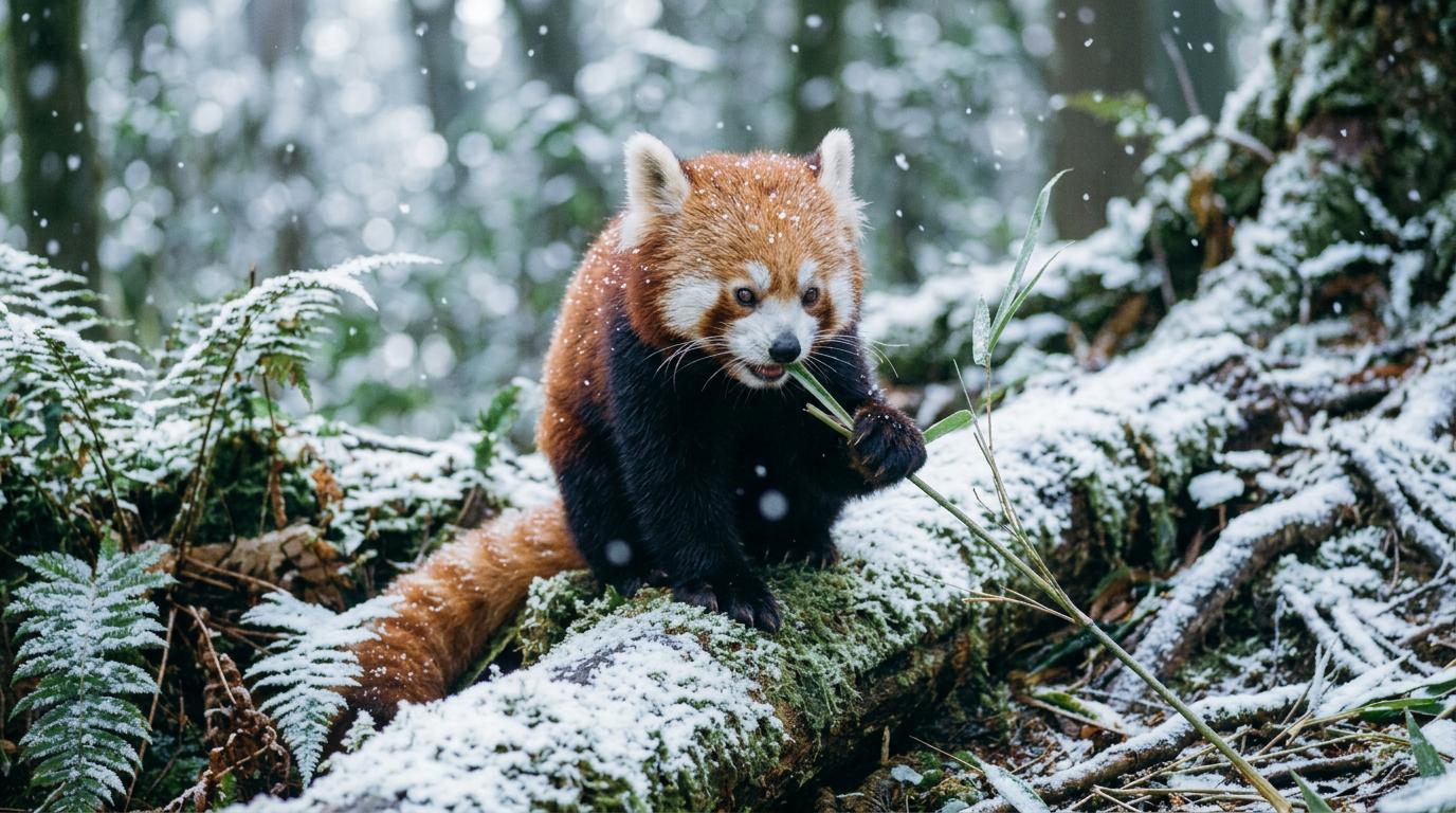 Gemini 3.1 Flash img2img — same panda in a snowy winter scene
