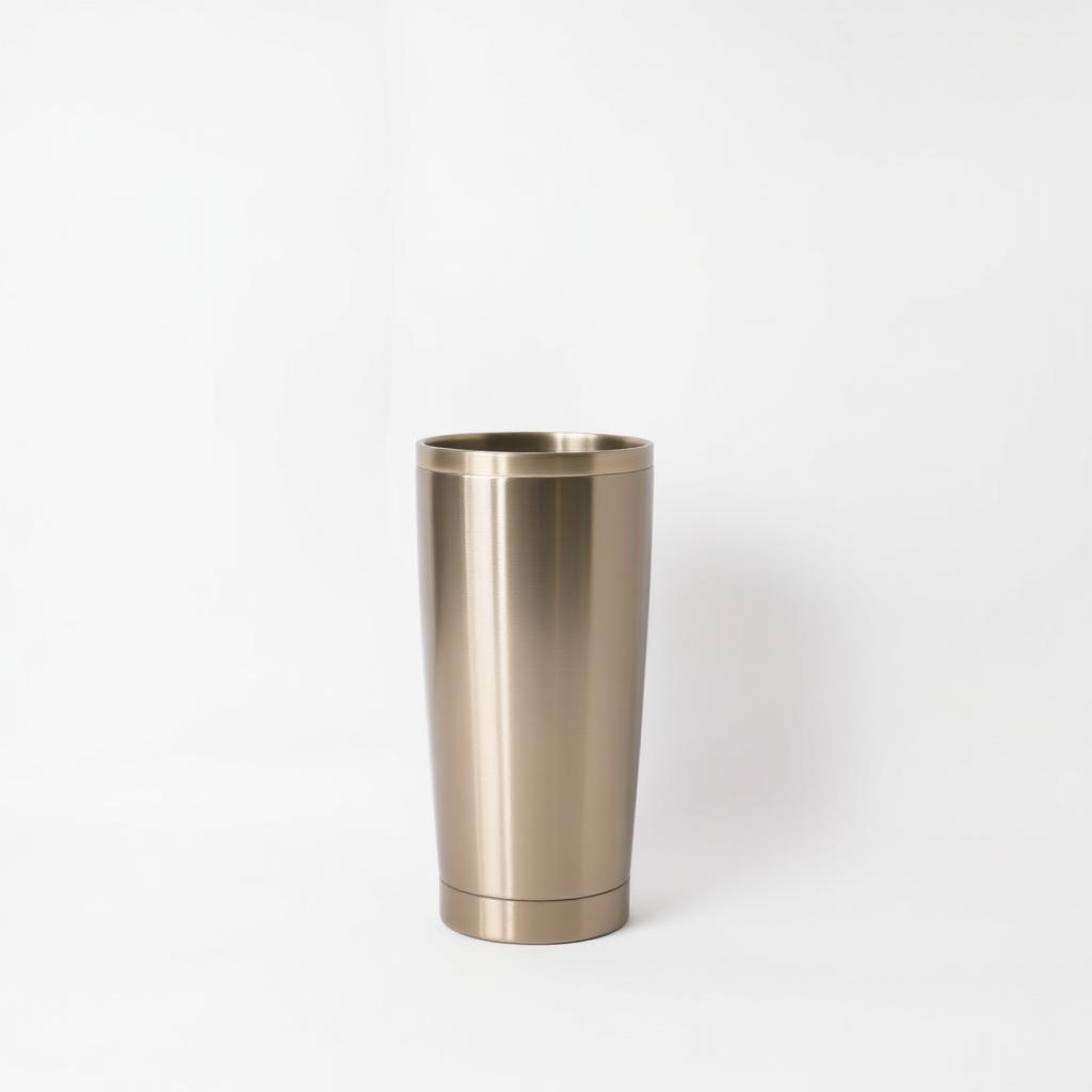 Studio product photograph of a stainless-steel coffee tumbler on a white background